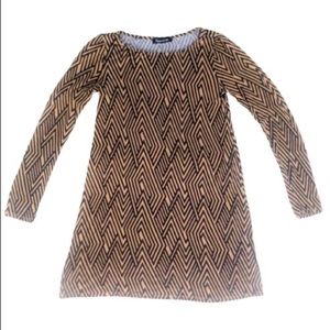 Boho 70's Style Geometric Print Tunic Dress - XS